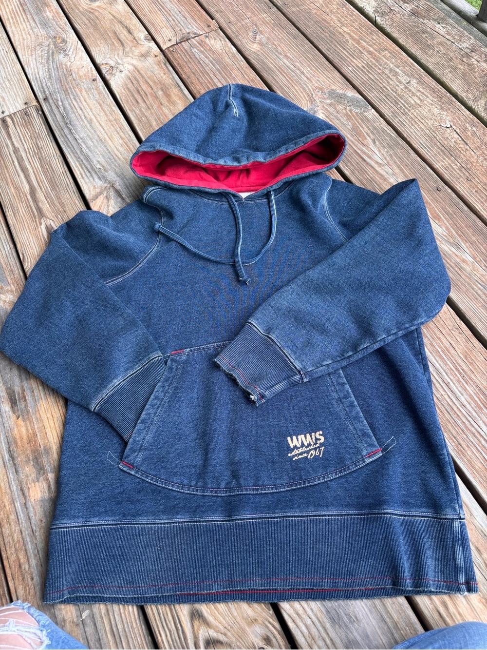 Men's Navy Hooded Sweatshirt with Red Lining